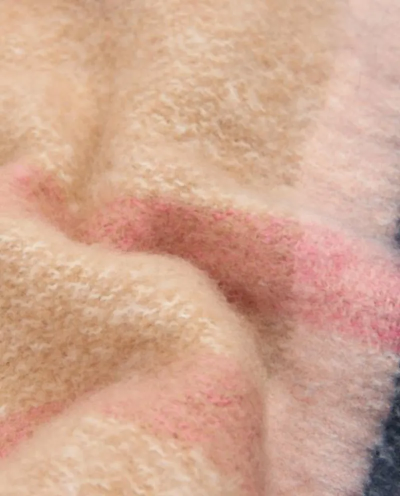 Barbour Isla Boucle Scarf in Pink and Hessian Check-1